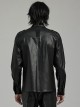 Black Stretch Woven Imitation Leather Shoulder Straps Widened Design Punk Style Handsome Long Sleeved Shirt