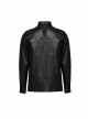 Black Stretch Woven Imitation Leather Shoulder Straps Widened Design Punk Style Handsome Long Sleeved Shirt