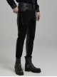 Simple Black Elastic Taped Front Twill Slim Fit Punk Style Tight Trousers