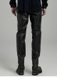 Simple Black Elastic Taped Front Twill Slim Fit Punk Style Tight Trousers