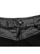 Simple Black Elastic Taped Front Twill Slim Fit Punk Style Tight Trousers