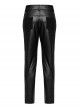 Simple Black Elastic Taped Front Twill Slim Fit Punk Style Tight Trousers