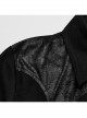 Black Micro Stretch Twill Spliced Cracked Leather Front Triangular Buckle Studded Web Punk Style Simple Short Sleeved Shirt