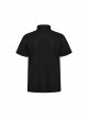 Black Micro Stretch Twill Spliced Cracked Leather Front Triangular Buckle Studded Web Punk Style Simple Short Sleeved Shirt