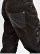 Splice Mesh Leather Bandage Rivet Broken Holes  Brown Punk Pants