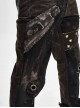 Splice Mesh Leather Bandage Rivet Broken Holes  Brown Punk Pants
