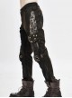Splice Mesh Leather Bandage Rivet Broken Holes  Brown Punk Pants