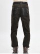 Splice Mesh Leather Bandage Rivet Broken Holes  Brown Punk Pants