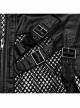 Handsome Black Non Elastic Rubber Spliced Stretch Mesh Punk Style Hollow Vest