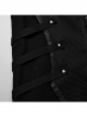 Black Twill Woven Splicing Thick Mesh Front D-Shaped Buckle Decoration With Webbing Studs Punk Style Long Sleeved Jacket
