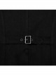 Black Twill Woven Splicing Thick Mesh Front D-Shaped Buckle Decoration With Webbing Studs Punk Style Long Sleeved Jacket