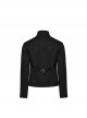 Black Twill Woven Splicing Thick Mesh Front D-Shaped Buckle Decoration With Webbing Studs Punk Style Long Sleeved Jacket