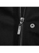 Asymmetrical Black Twill Spliced Pressed Rubber High Collar Split Front Japanese Button Design Punk Style Long Coat