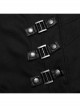 Asymmetrical Black Twill Spliced Pressed Rubber High Collar Split Front Japanese Button Design Punk Style Long Coat