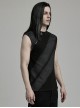 Personalized Black Three Dimensional Jacquard Twill Knitted Front Collar Zipper Design Punk Style Rebellious Vest