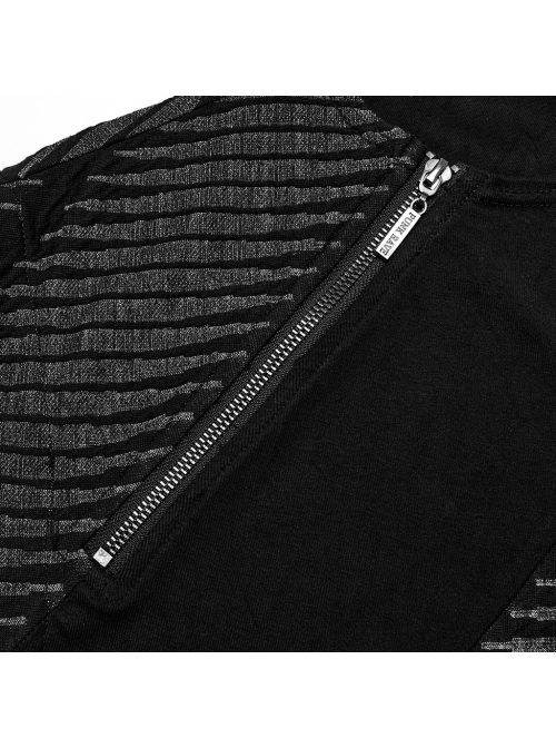 Personalized Black Three Dimensional Jacquard Twill Knitted Front Collar Zipper Design Punk Style Rebellious Vest