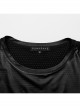 Black Perforated Knit Front Mesh Pocket Patchwork Design Punk Style Short Sleeved T-Shirt
