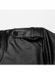 Black Perforated Knit Front Mesh Pocket Patchwork Design Punk Style Short Sleeved T-Shirt