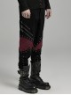 Black Ripped Eyelet Tie Black Micro Elastic Knitted Spliced Cracked Leather Punk Style Handsome Trousers