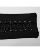 Black Ripped Eyelet Tie Black Micro Elastic Knitted Spliced Cracked Leather Punk Style Handsome Trousers