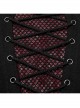 Personalized Black And Red Stretch Knitted Spliced Cracked Leather Mesh Front Metal Ring With Studs And Rope Design Punk Style Long Sleeved T-Shirt