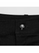 Handsome Black Micro Elastic Woven Splicing Irregular Cracked Leather Front Metal Eyelets Tied With Rope Punk Style Trousers