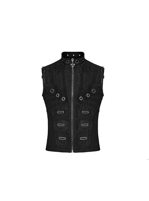 Detachable Two Wear Black Non Elastic Twill Front Center Metal Eyelets Imitation Abs Punk Style Long Sleeved Jacket