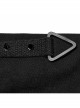 Handsome Black Twill Woven Front Center Webbing Studs With Triangle Buckle And Rope Punk Style Lapel Long Coat