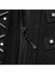 Handsome Black Twill Woven Front Center Webbing Studs With Triangle Buckle And Rope Punk Style Lapel Long Coat