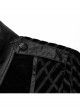 Black Striped Velvet Paneled Punk Style Fitted Long Sleeved Shirt