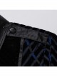 Black And Blue Striped Velvet Paneled Punk Style Fitted Long Sleeved Shirt