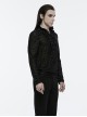 Black Personalized Embossed Velveteen With Ruffled High Collar And Center Front Eyelet Rope Gothic Style Long Sleeved T-Shirt