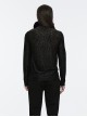 Black Personalized Embossed Velveteen With Ruffled High Collar And Center Front Eyelet Rope Gothic Style Long Sleeved T-Shirt