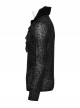 Black Personalized Embossed Velveteen With Ruffled High Collar And Center Front Eyelet Rope Gothic Style Long Sleeved T-Shirt