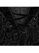 Black Personalized Embossed Velveteen With Ruffled High Collar And Center Front Eyelet Rope Gothic Style Long Sleeved T-Shirt