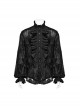 Gorgeous Black Lace Embroidery With Stretch Mesh Loose Gothic Balloon Sleeve Men's Shirt