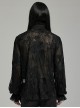 Gorgeous Black Lace Embroidery With Stretch Mesh Loose Gothic Balloon Sleeve Men's Shirt
