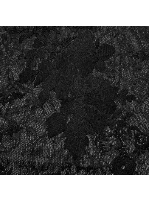 Gorgeous Black Lace Embroidery With Stretch Mesh Loose Gothic Balloon Sleeve Men's Shirt