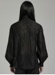 Black Lightweight Non Stretch Embroidered Gothic Fit Long Sleeve Floral Shirt
