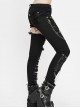 Asymmetrically Spliced Mesh Broken Holes Rivet Removable Chain Black Punk Tight Pants