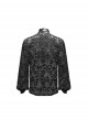 Elegant Black And Gray Velvet Printed Gothic Style Fitted Long Sleeve Shirt