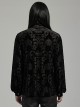 Elegant Black Velvet Printed Gothic Style Fitted Long Sleeve Shirt