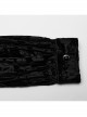 Elegant Black Velvet Printed Gothic Style Fitted Long Sleeve Shirt