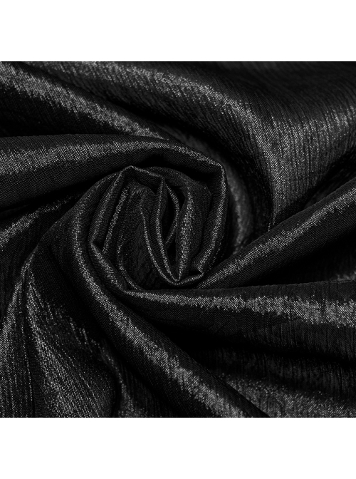 Black Non Stretch Dark Pattern Printed Pleated Chiffon All In One Tie Gothic Balloon Sleeve Shirt
