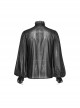 Black Non Stretch Dark Pattern Printed Pleated Chiffon All In One Tie Gothic Balloon Sleeve Shirt