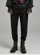 Asymmetrical Black Twill Woven With Jacquard Side String Decoration Gothic Pattern Trousers