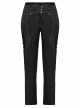 Asymmetrical Black Twill Woven With Jacquard Side String Decoration Gothic Pattern Trousers