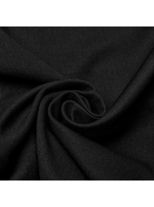 Asymmetrical Black Twill Woven With Jacquard Side String Decoration Gothic Pattern Trousers