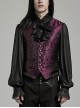 Black And Red Non Stretch Jacquard Woven Waist Side Eyelet String Gothic Style Slim Fit Color Block Vest