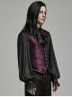 Black And Red Non Stretch Jacquard Woven Waist Side Eyelet String Gothic Style Slim Fit Color Block Vest
